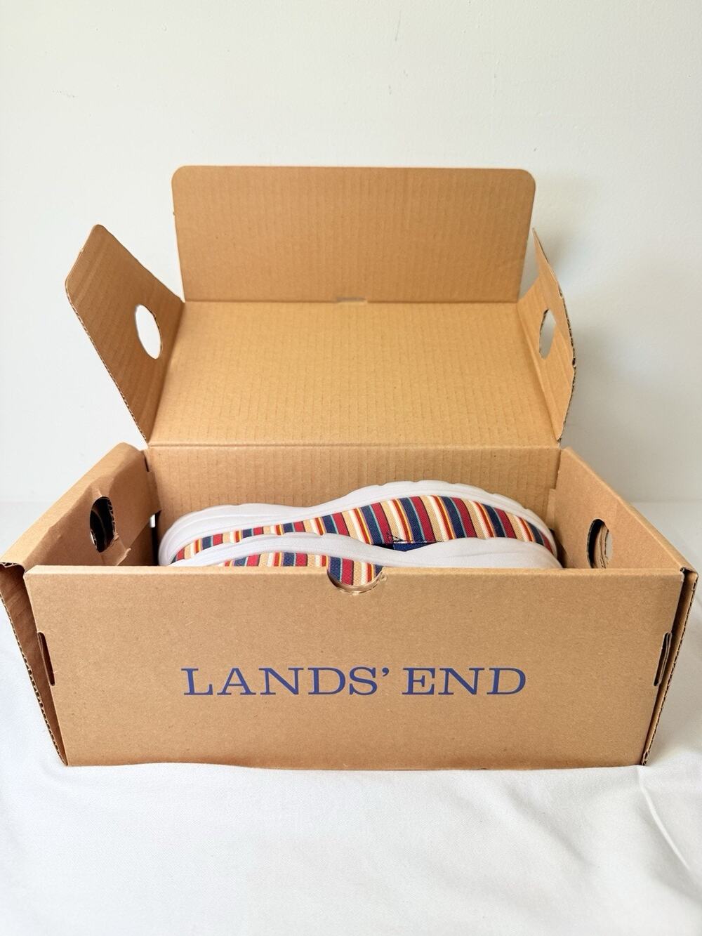 Lands End W Gates Multicolored Striped Slip One Size 6 1/2